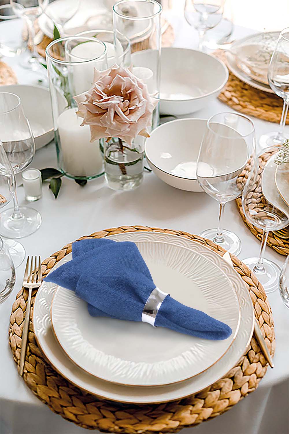 Servetten Blauw 40x40cm Katoen - Treb X