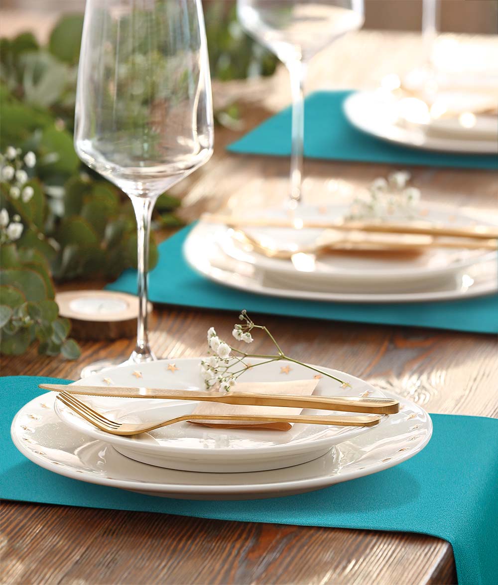 Tafellopers Turquoise Blauw 30x132cm Treb SP